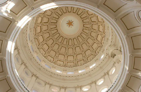 The inside of the Texas State Capitol dome, photographed from the rotunda floor.